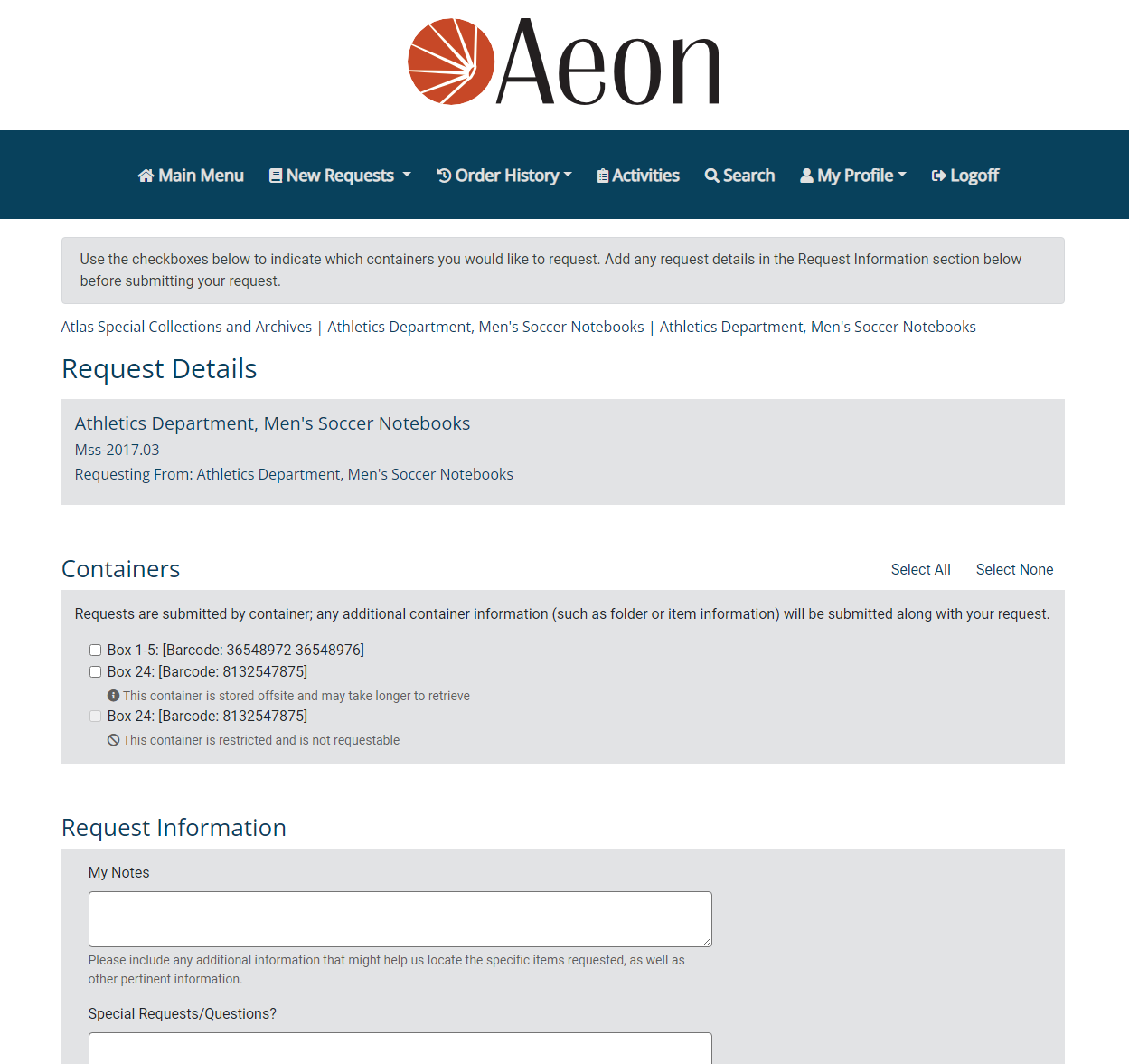 Archival Request form